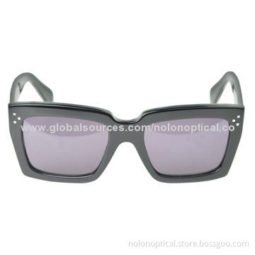 Hot-sale Black Rectangular Acetate Full Shape Sunglasses